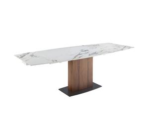 ANGEL CERDÁ 1133C Mesa comedor extensible ovalada barril mármol porcelánico , Blanco , Mármol Porcelánico , Ø160/200/240 x 100 x 76