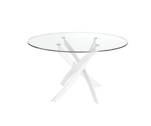 ANGEL CERDÁ 1138.01 Mesa comedor redonda cristal , Blanco , Cristal - TTE , Ø110 x 75 cm.