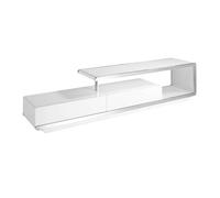 Ángel Cerdà Mueble TV 3042C blanco y acero inoxidable cromado – DM lacado 200x40x45 cm