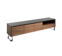 Ángel Cerdà Mueble TV 3047C – Nogal y cristal negro, acero cromado 200x45x48 cm