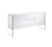 ANGEL CERDÁ 3063C Aparador blanco laterales cristal , Blanco cristal , Cristal-TTE Madera DM Lacada , 180 x 45 x 85 cm.