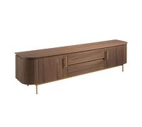 ANGEL CERDÁ 3227C Mueble TV en madera nogal y acero dorado , Nogal , Chapa Nogal , 220 x 45 x 55 cm.