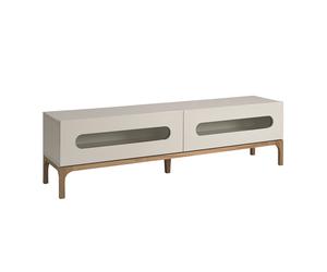 ANGEL CERDÁ 3241C Aparador madera gris y nogal con iluminación interior , Gris , madera MDF gris , 180 x 41 x 75
