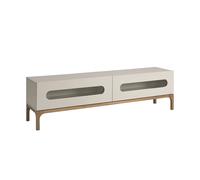 ANGEL CERDÁ 3242C Mueble TV madera gris y nogal con iluminación interior , Gris , madera MDF gris , 180 x 41 x 51
