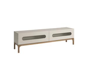 ANGEL CERDÁ 3242C Mueble TV madera gris y nogal con iluminación interior , Gris , madera MDF gris , 180 x 41 x 51