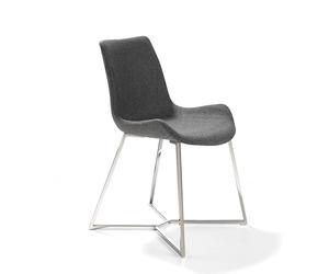 ANGEL CERDÁ 4009C Silla comedor tapizada tela gris , Gris Acero inoxidable cromado , Tela , 54 x 58 x 82 cm.