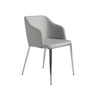 ANGEL CERDÁ 4050C Silla comedor tapizada tela gris , Gris Acero inoxidable cromado , Tela , 51 x 56 x 79 cm.