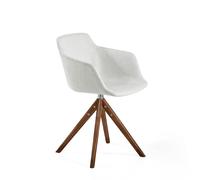 ANGEL CERDÁ 4059C Silla comedor giratoria tela beige , Blanco roto Nogal , Tela , 58 x 54 x 81 cm.