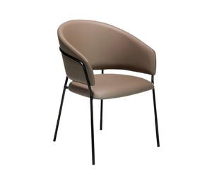 ANGEL CERDÁ 4088C Silla comedor patas acero negro , Vison Negro , Polipiel , 57 x 61 x 81 cm.