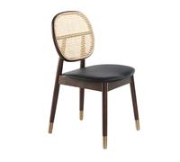 ANGEL CERDÁ 4093C Silla comedor respaldo rattán redonda , Nogal Negro Dorado , Rattan , 49 x 52 x 87 cm.