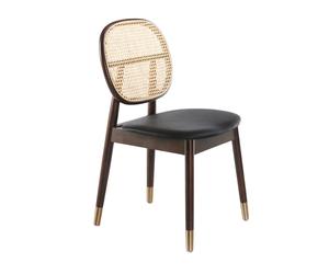 ANGEL CERDÁ 4093C Silla comedor respaldo rattán redonda , Nogal Negro Dorado , Rattan , 49 x 52 x 87 cm.