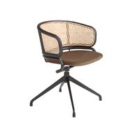 ANGEL CERDÁ 4129C Silla giratoria terciopelo marrón y rattan , Marrón , Tela aterciopelada , 56 x 53 x 74