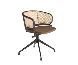 ANGEL CERDÁ 4129C Silla giratoria terciopelo marrón y rattan , Marrón , Tela aterciopelada , 56 x 53 x 74