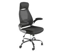 Ángel Cerdà Silla oficina 4140C giratoria con reposabrazos, tapizada en tela negra