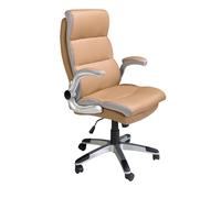 Ángel Cerdà Silla oficina 4141C giratoria regulable polipiel marrón, respaldo ancho y reposabrazos