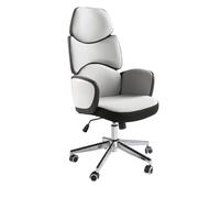 Ángel Cerdà Silla de oficina 4142C giratoria - tela gris claro y PVC blanco brillo