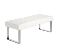 Ángel Cerdà Banqueta 5000C polipiel blanca, acero inoxidable cromado, 120 x 45 x 42 cm