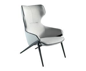 ANGEL CERDÁ 5009C Sillón tapizado tela gris ribetes negros , Gris Negro , Tela , 70 x 90 x 102 cm.