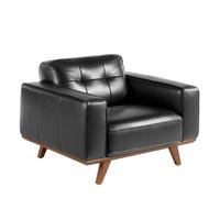 ANGEL CERDÁ 5037C Sillón tapizado piel vacuno capitoné , Negro Nogal , Piel , 112 x 95 x 78 cm.