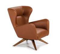 ANGEL CERDÁ 5038C Sillón giratorio tapizado polipiel , Nogal Marron , Polipiel , 86 x 75 x 90 cm.