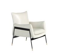 ANGEL CERDÁ 5042C Sillón tapizado piel vacuno gris , Blanco roto Negro , Piel , 67 x 75 x 87 cm.