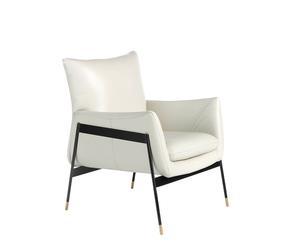 ANGEL CERDÁ 5042C Sillón tapizado piel vacuno gris , Blanco roto Negro , Piel , 67 x 75 x 87 cm.