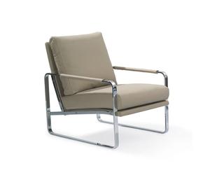 ANGEL CERDÁ 5046C Sillón tapizado polipiel crema , Vison Acero inoxidable , Polipiel , 67 x 100 x 89 cm.