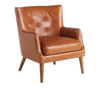 ANGEL CERDÁ 5053C Sillón confidente tapizado piel , Nogal Marrón , Piel , 75 x 80 x 89 cm.