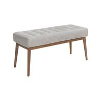 Ángel Cerdá - Banqueta de Tela Gris Oscuro, 100 x 40 x 45 cm - Diseño Moderno con Estructura de Patas de Madera Nogal para Elegancia en Dormitorio y Más