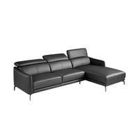 ANGEL CERDÁ 6041C Sofá chaise longue piel vacuno negro , Negro , Piel , 283 x 194 x 75/94 cm.