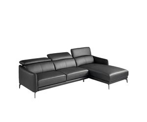 ANGEL CERDÁ 6041C Sofá chaise longue piel vacuno negro , Negro , Piel , 283 x 194 x 75/94 cm.