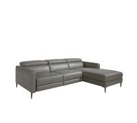 ANGEL CERDÁ 6126C Sofá chaise longue en piel gris oscuro con mecanismo relax , Gris Oscuro , Piel , 258 x 173 x 75/95 cm.