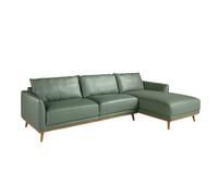 ANGEL CERDÁ 6199C Sofá chaise longue derecha piel verde , Verde , Piel , 295 x 160 x 90