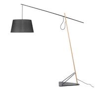 ANGEL CERDÁ 8035C Lámpara de pie en madera roble y acero negro , Negro , Acero Negro , 220 x 55 x 230 cm.