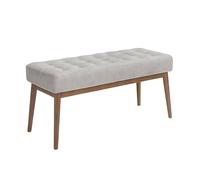 Ángel Cerdá - Banqueta de Tela Gris Oscuro, 100 x 40 x 45 cm - Diseño Moderno con Estructura de Patas de Madera Nogal para Elegancia en Dormitorio y Más
