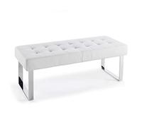 Ángel Cerdà Banqueta 5000C polipiel blanca, acero inoxidable cromado, 120 x 45 x 42 cm