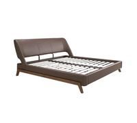 Ángel Cerdá- Cama de Matrimonio Polipiel Marrón Chocolate de 205x237x95cm - Elegancia y Confort con Patas de Madera Chapada en Nogal