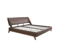 Ángel Cerdà Cama de matrimonio 7159C Polipiel Marrón chocolate 205x237x95 cm Patas chapadas en nogal