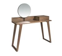 Ángel Cerdá - Escritorio Tocador de Madera Nogal con Espejo - Tocador Mesa Moderno con Cajón Lateral - Tocador Mueble con Espejo Giratorio - 120 x 45 x 126 cm
