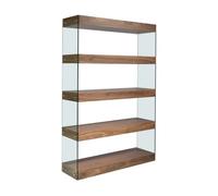 Ángel Cerdá - Estantería de Madera Nogal y Cristal - Estantería de Libros Moderna - Estantería Mueble para Salón - Duradero y Funcional - 122 x 38 x 183 cm