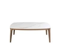 Angel Cerdá - Mesa Centro Diseño de Mármol Porcelánico y Madera Nogal | Mesa de Centro Ovalada Contemporánea, Elegante | Patas de Madera | Ideal para Salón | 119 x 65 x 41 cm
