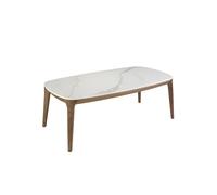 Ángel Cerdà – Mesa centro 2132C ovalada diseño mármol porcelánico y nogal 119 x 65 x 41 cm
