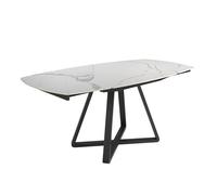 Angel cerda mesa comedor extensible ovalada barril mármol porcelánico y acero negro