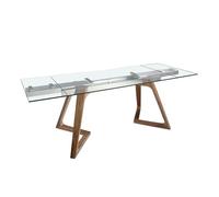 Angel cerda mesa comedor extensible rectangular cristal templado y nogal