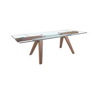 Angel cerda mesa comedor extensible rectangular cristal templado y nogal