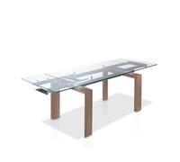 Angel cerda mesa comedor extensible rectangular cristal templado y nogal