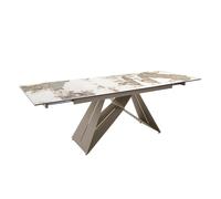 Angel cerda mesa comedor extensible rectangular mármol porcelánico y acero gris taupé