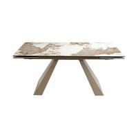 Ángel Cerdà Mesa comedor extensible 1124C mármol porcelánico patas champagne 180/220/260x90x76 cm