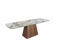 Ángel Cerdá - Mesa Comedor Extensible Rectangular Mármol Porcelánico y Nogal - Mesa Moderna y Versátil - Mesa de Alta Calidad para 10 Comensales - 180-260 x 100 x 78 cm