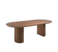 Angel Cerdá - Mesa Comedor Moderna Ovalada en Nogal Macizo Natural | Tapa Fija Restaurable | Sofisticada y Elegante | para Salón y 10 Comensales de Diseño | 240 x 105 x 75 cm